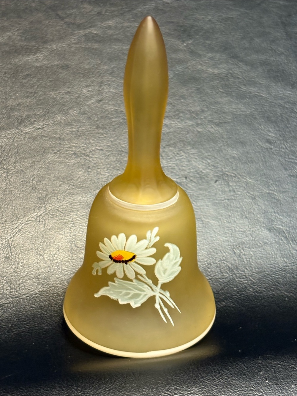 Vintage Westmoreland Frosted Glass Decorative Bell with Hand-Painted Daisy